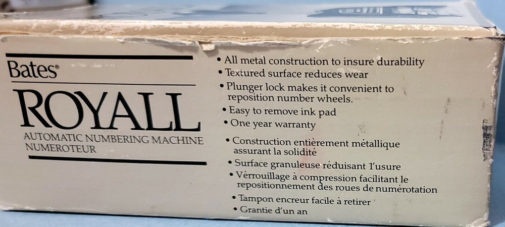 Bates ROYALL RNM6-7 Automatic Numbering Machine w/ Box
