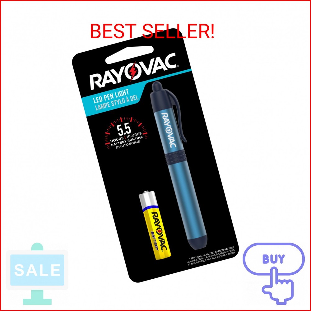 Rayovac LED Pen Light Flashlight, Flashlight with Clip for Pockets, Purses and D