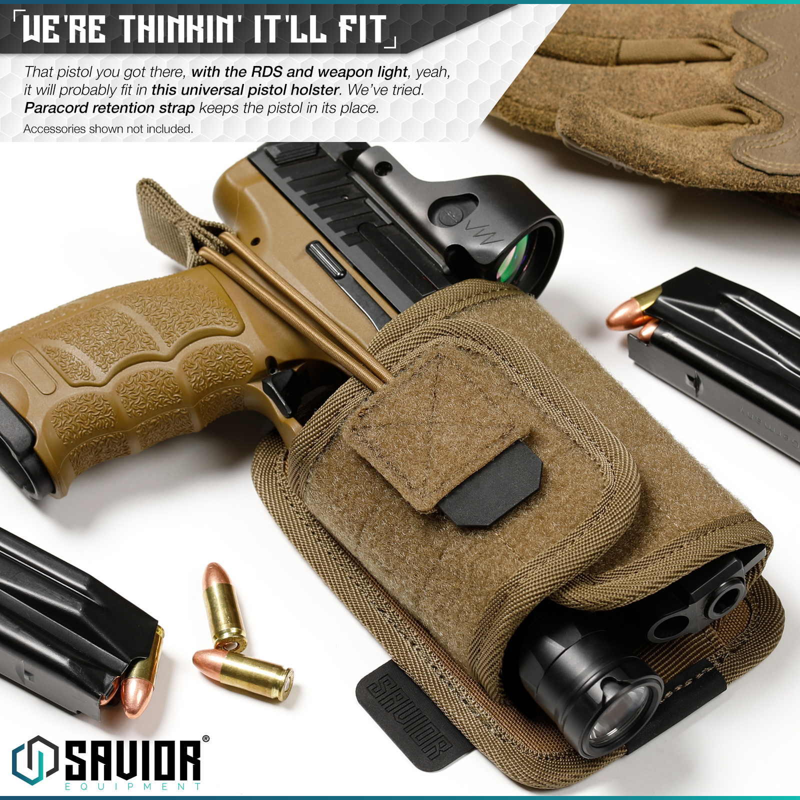 SAVIOR Hook-Backed Tactical Pistol Handgun Holster Holder Carrier For Loop Panel