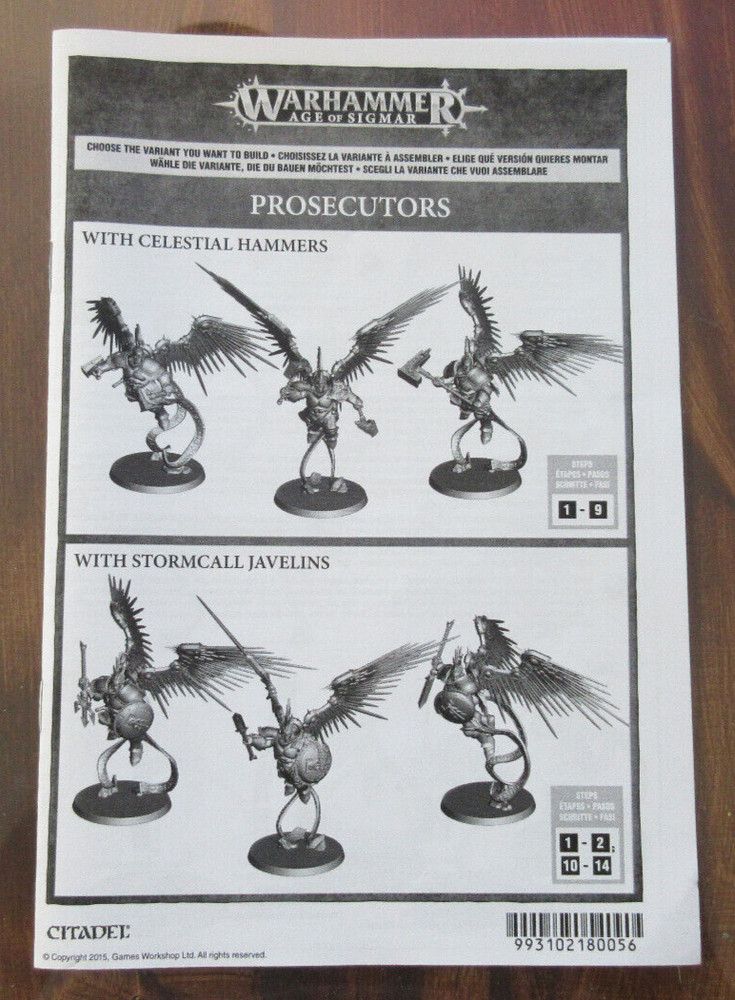 Warhammer Assembly Instruction Insert Booklet Stormcast Eternals Prosecutors