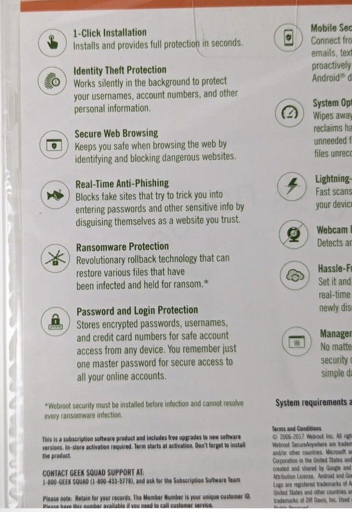 New Webroot Secure Anywhere Internet Security 3 Device Software CD Windows IOS