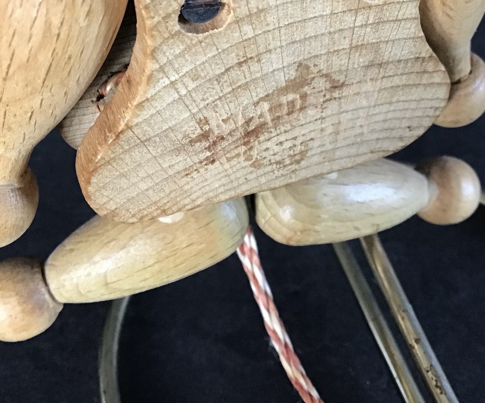 Vintage Austrian Wooden Easter Bunny String Pull Toy