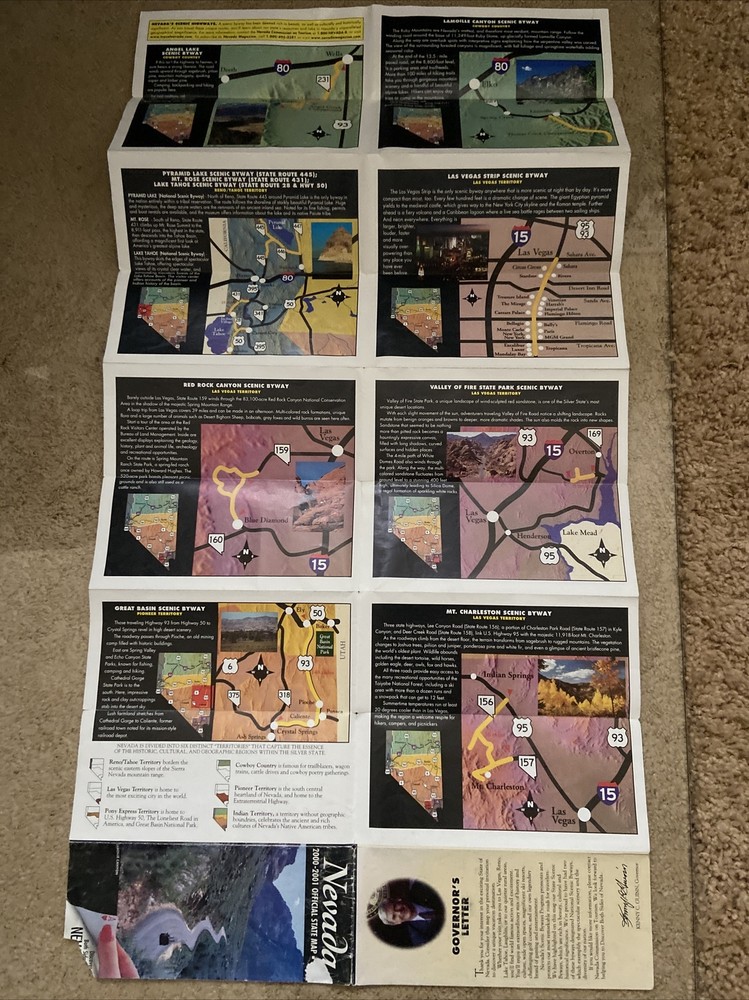 Original Nevada 2000-2001 0fficial State Map Used