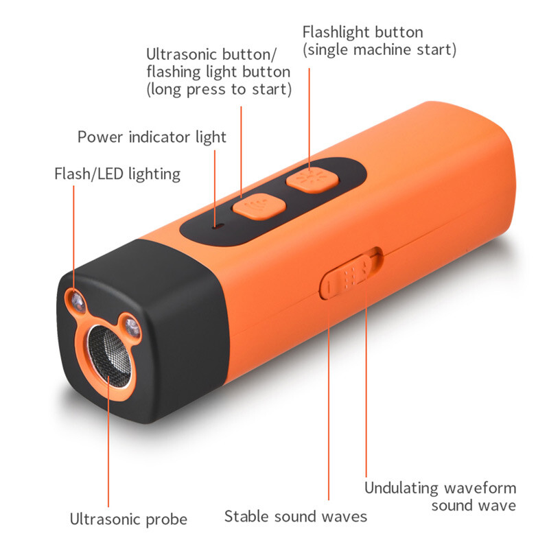 Ultrasonic Dog Bark Deterrent Behavior Corrector Stop Barking/Jumping Flashlight