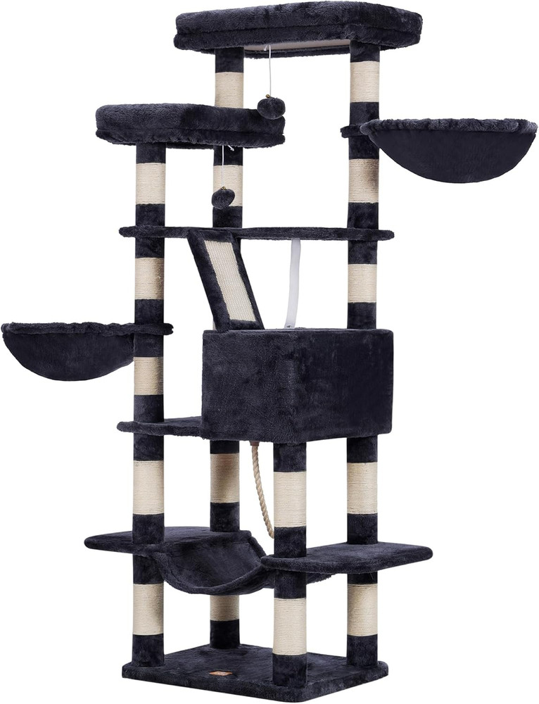 Cat Tree, 68 Inch Multi-Level Cat Tower for Indoor Cats, 2 Widened Plush Perches
