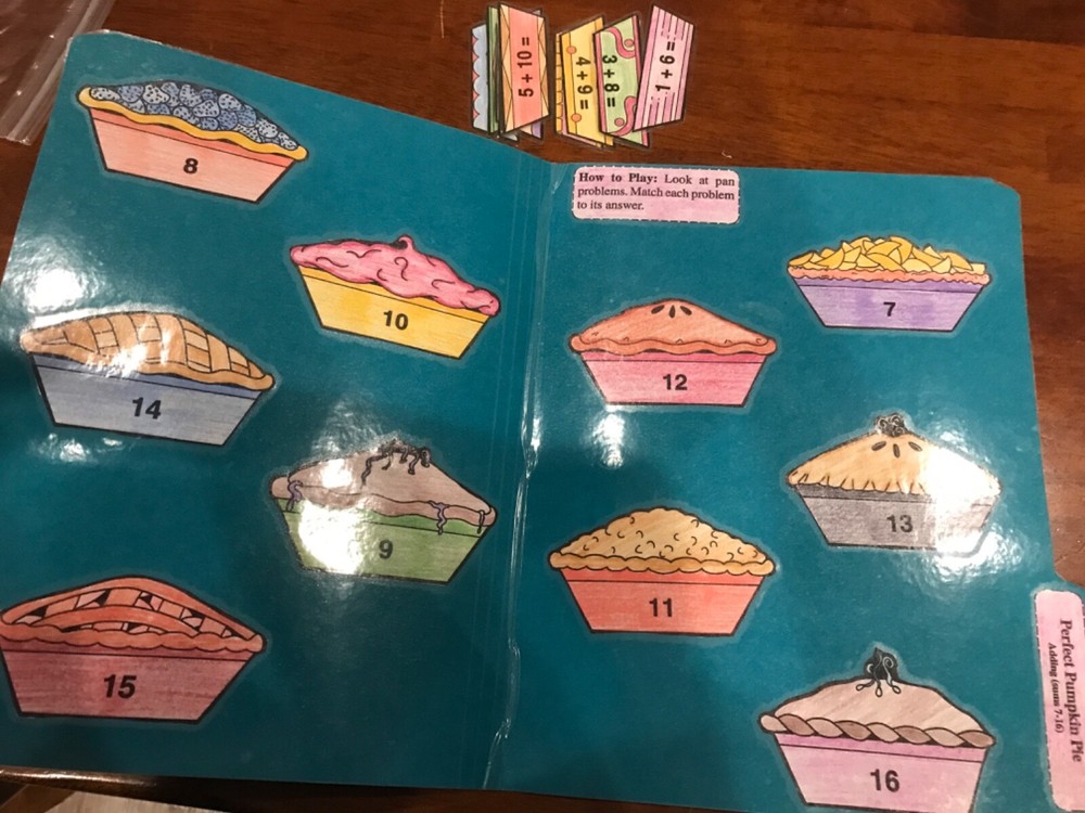 Perfect Pumpkin Pie! Adding some 7-16 2nd grade math file folder game teacher