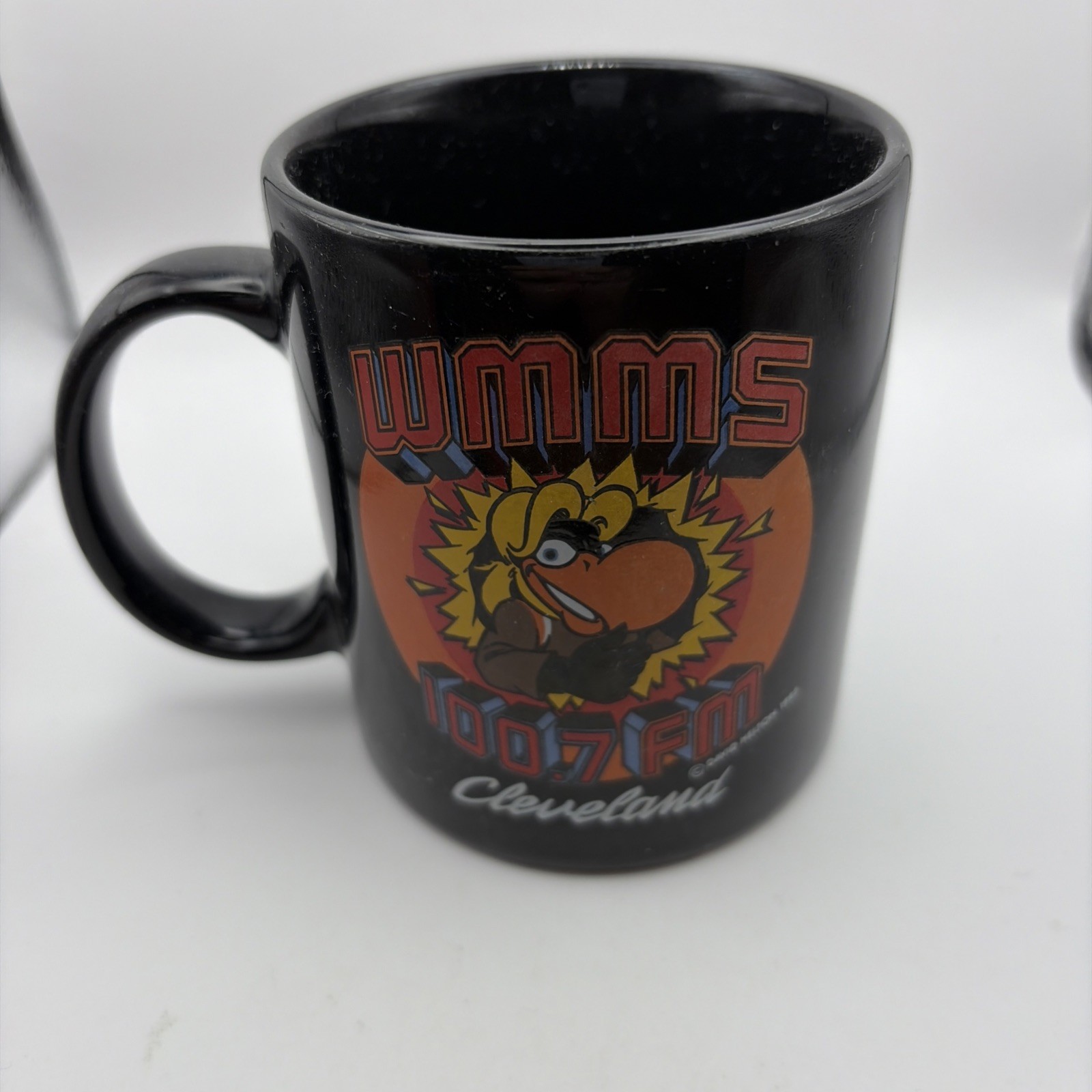 WMMS 100.7 FM Cleveland 1985 David Helton Black THE BUZZARD Coffee Mug Cup RARE