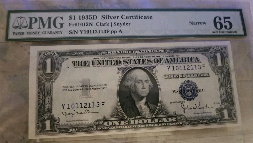1935 D RARE ERROR MISALIGNED $1 SILVER CERTIFICATE Collectible