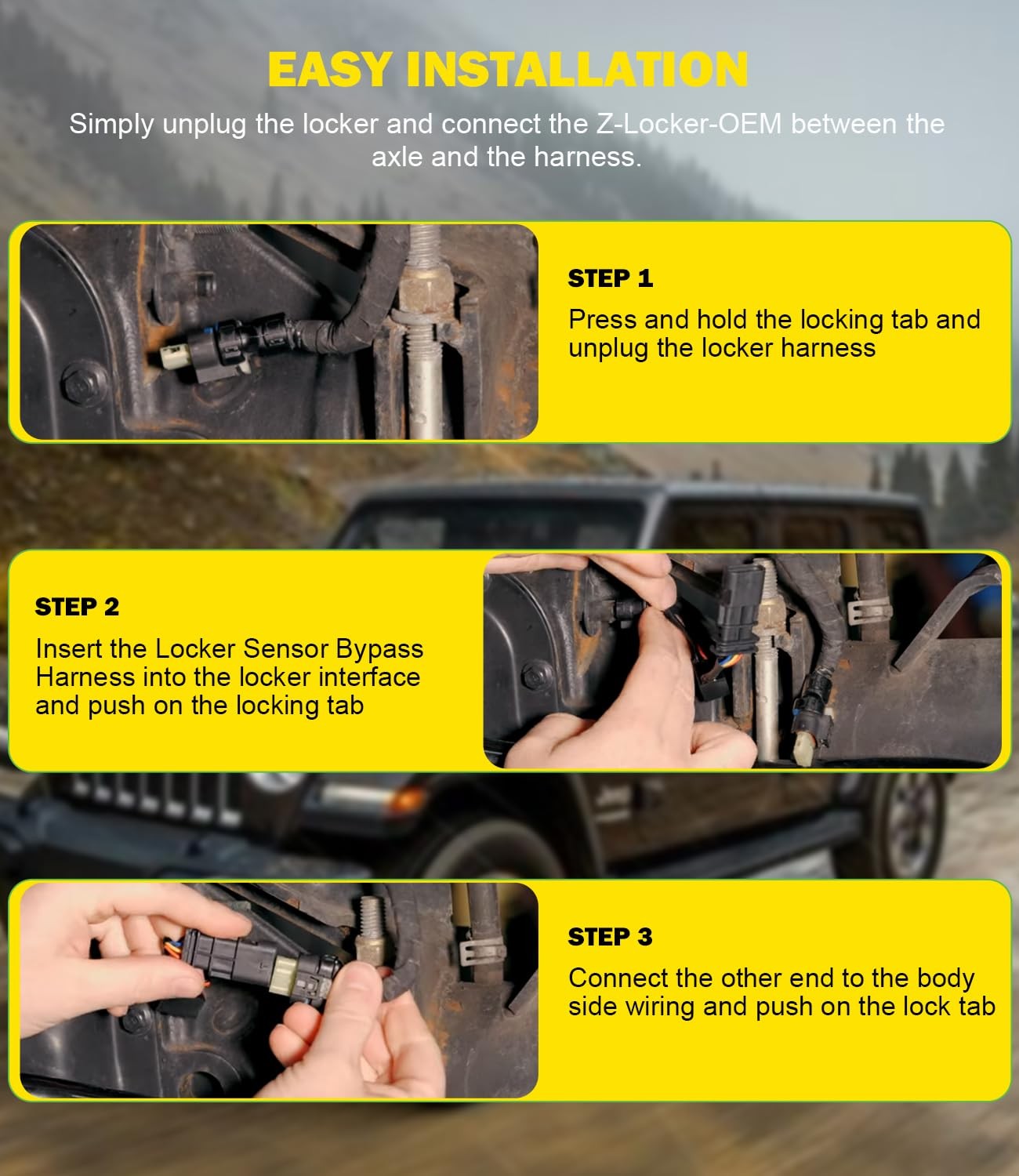 Z-LKR-OEM Locker Sensor Bypass Harness Fit for 2018-2023 Jeep Wrangler JL/JLU an
