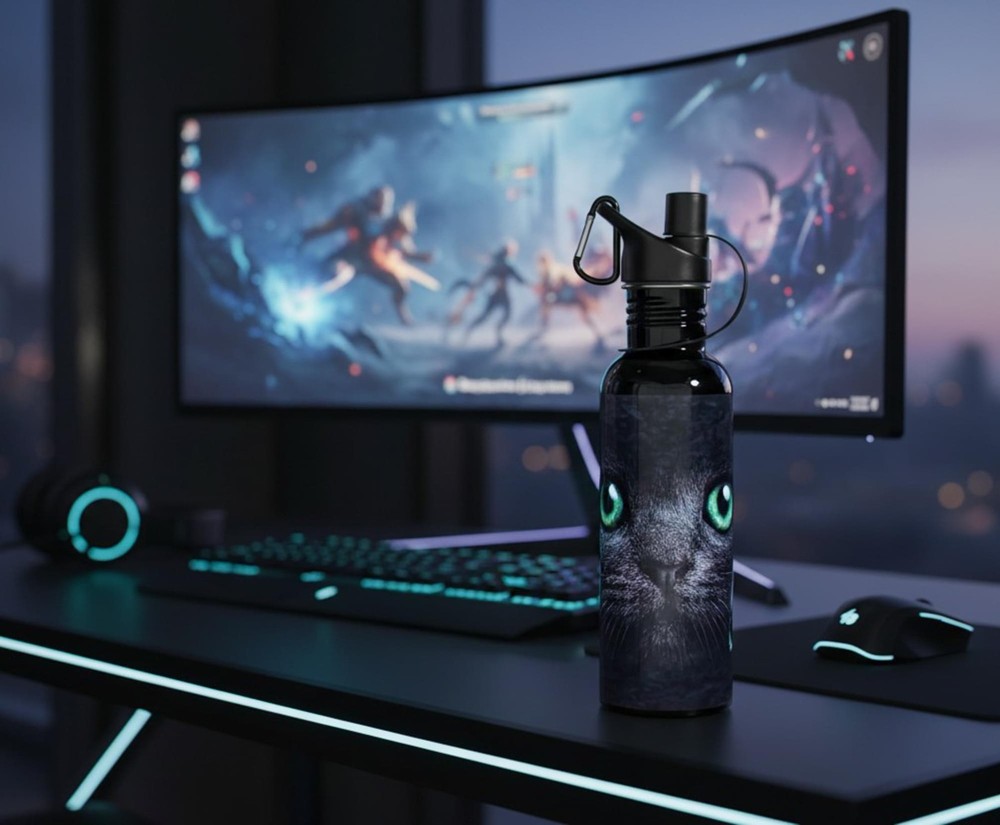 Black Cat Water Bottle