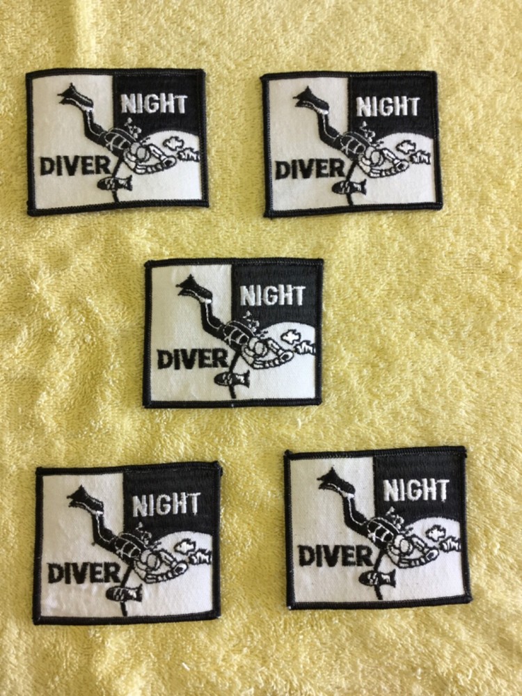 NIGHT DIVER SCUBA PATCH - 5 TOTAL - AS PICTURED