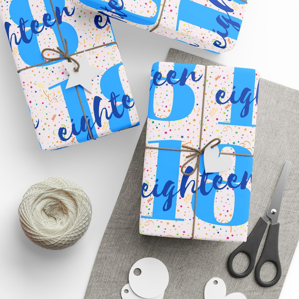 18th Birthday Blue Wrapping Paper