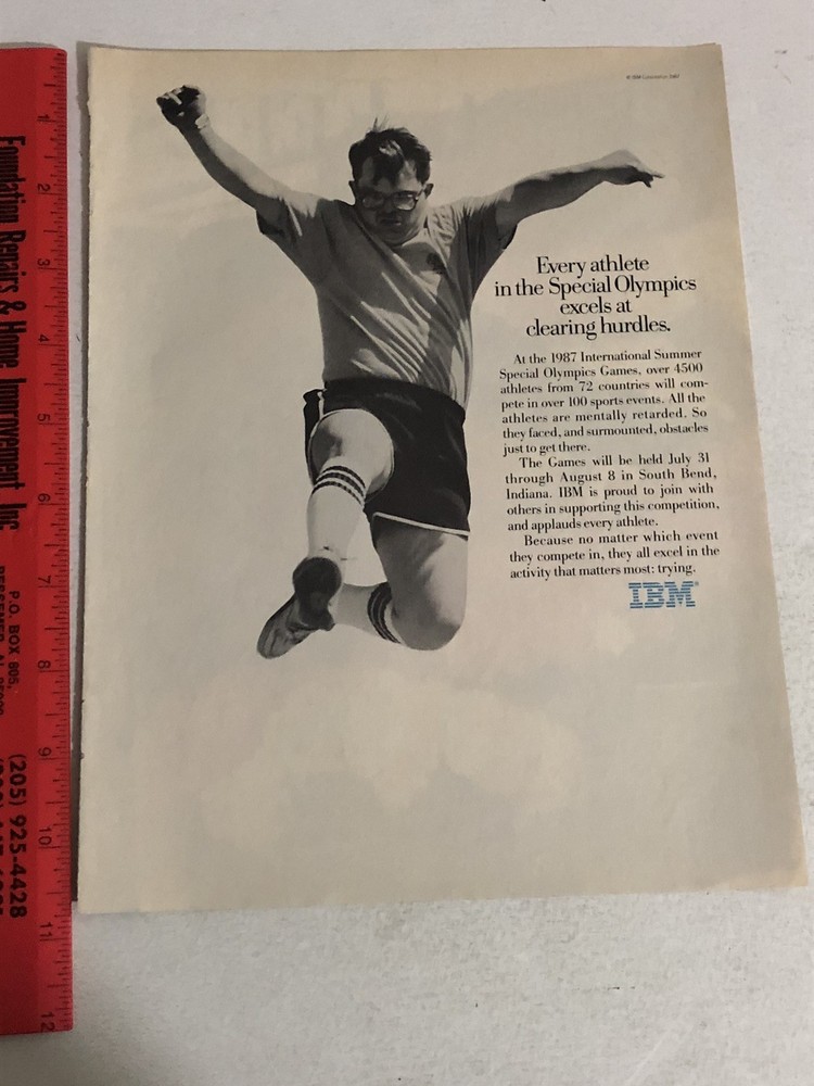1987 IBM Computers Print Ad Advert Special Olympics pa8