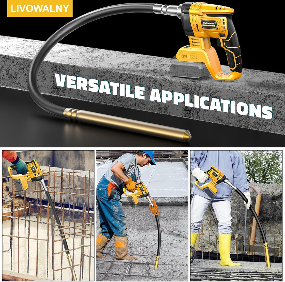 Handheld Concrete Vibrating Tool Compatible with Dewalt 20V Battery (No Battery)