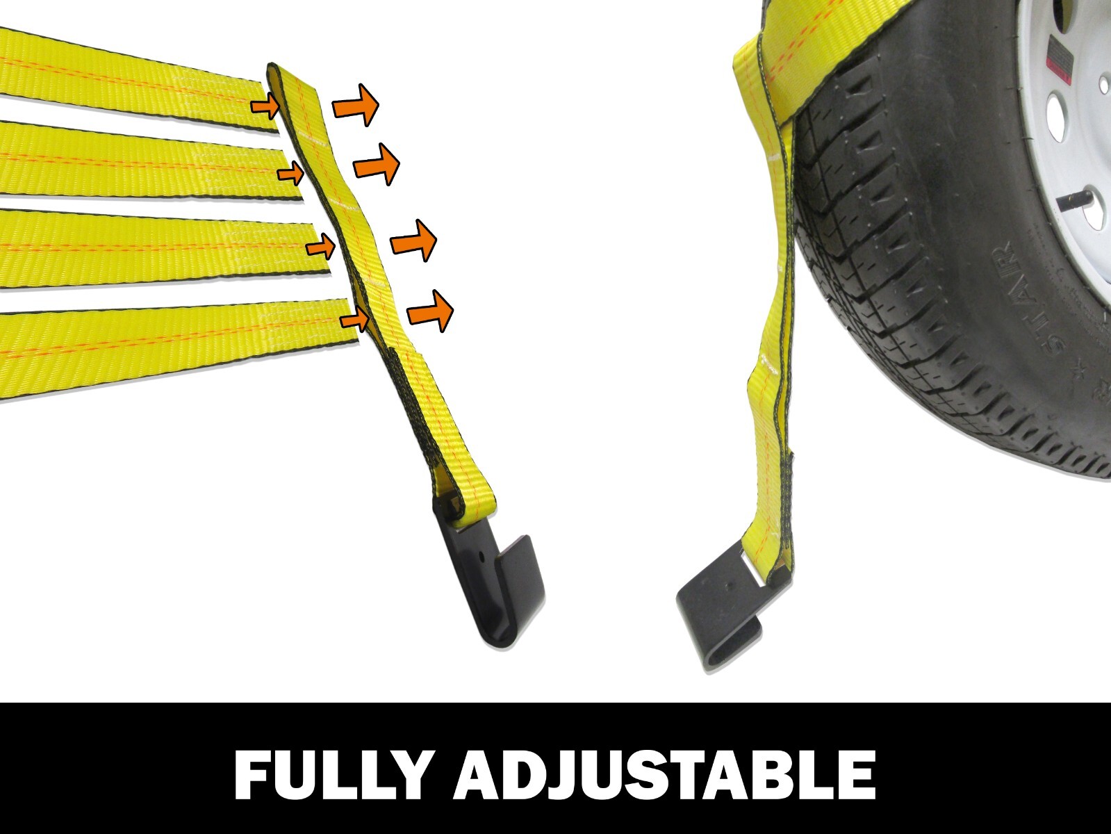 Adjustable Tow Dolly Wheel Basket Strap Universal Fit Tie Down Car Carrier 1 Set