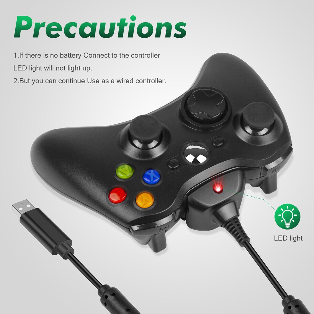2 Battery Pack For Microsoft Xbox 360 Wireless Controller + USB Charging Cable