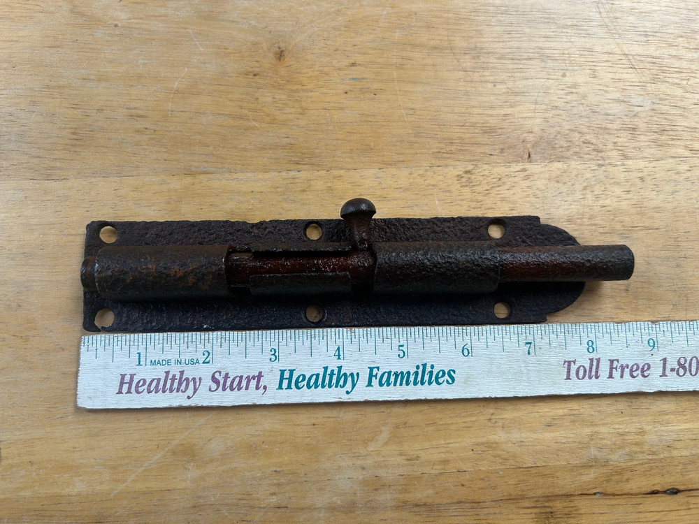 Lightly Cleaned & Oiled Large 8" Rustic Slide Bolt Latch, Free S/H