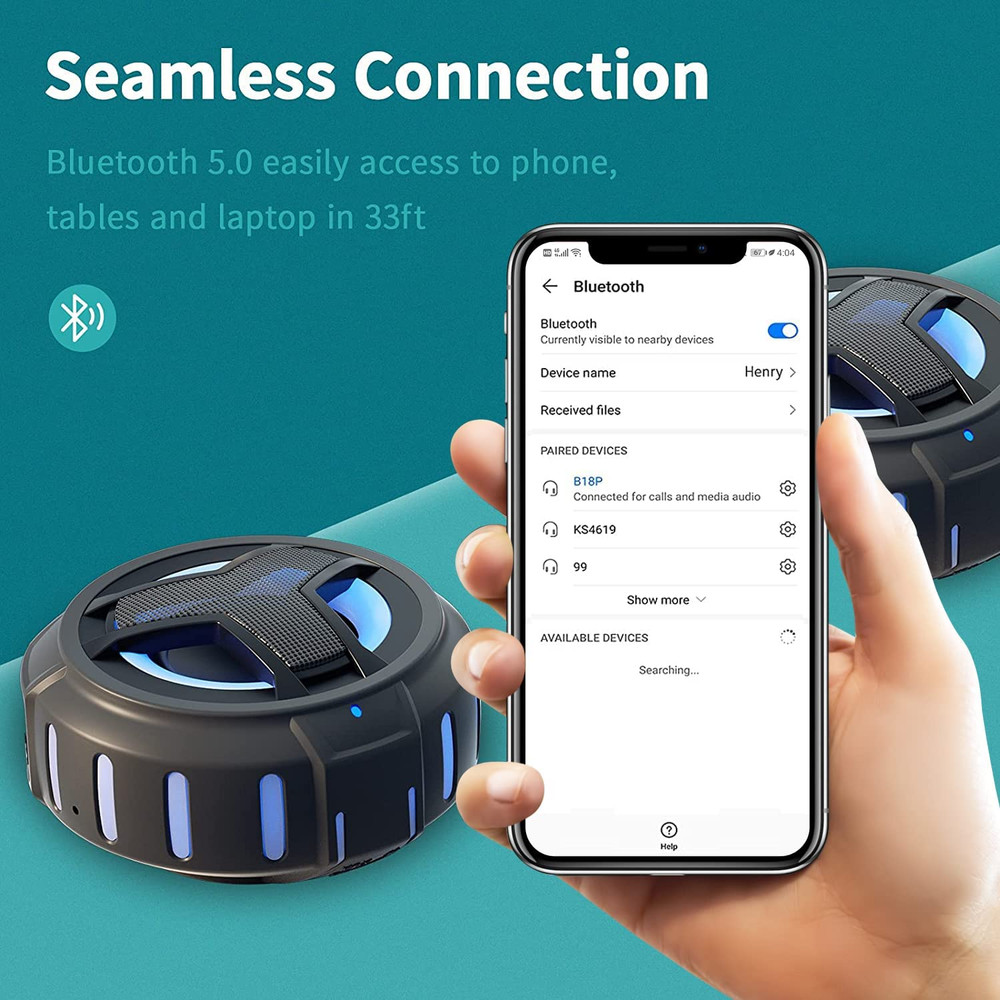 Bluetooth Shower Speaker, Portable Bluetooth Speakers, IP67 Waterproof Wireless