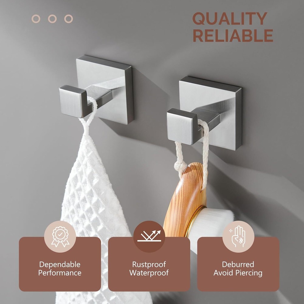 Angle Simple Towel Hook Brushed Nickel 2 Pack, 304 2