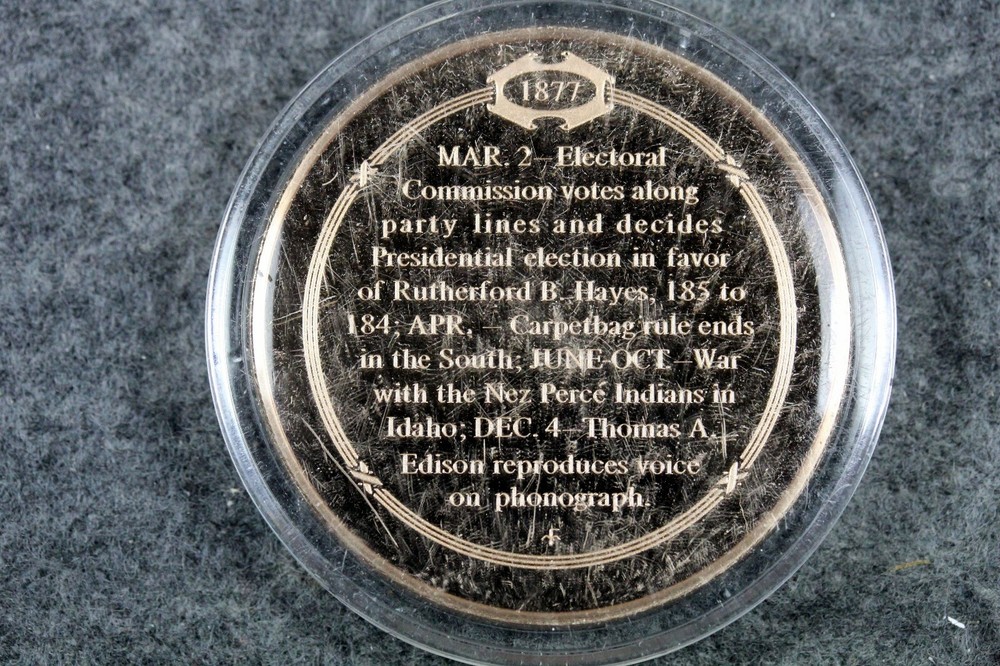 1877 - Hayes Tilden Election Decided Franklin Mint Solid Bronze! #J05181