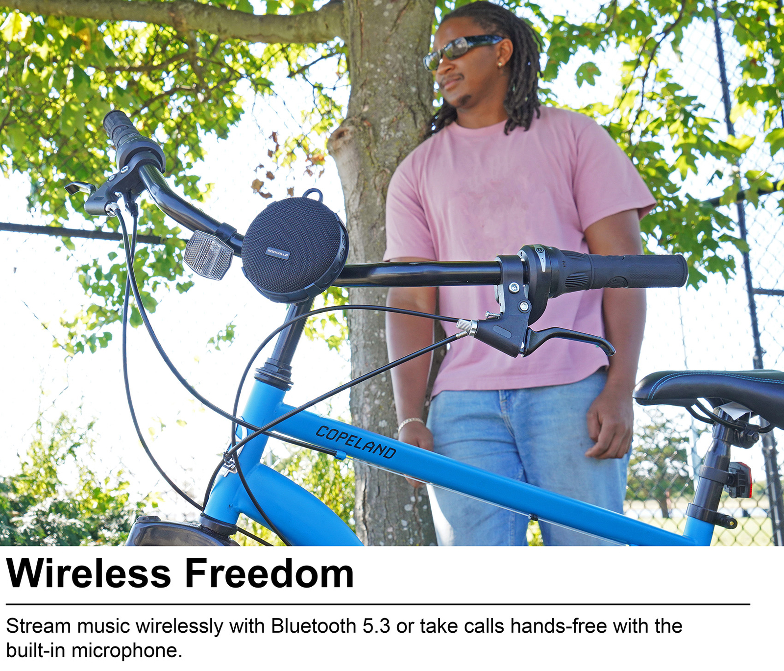 2 Rockville R-GO Wireless Link Waterproof Portable Bluetooth Speakers+Bike Mount