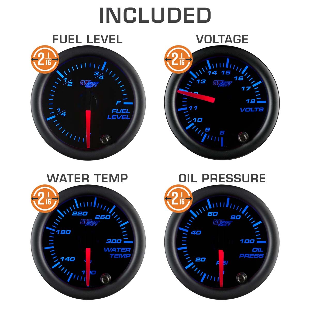 GlowShift Cluster Dashboard Panel Pod 6-Gauge Package Bundle for 73-87 Chevy C10