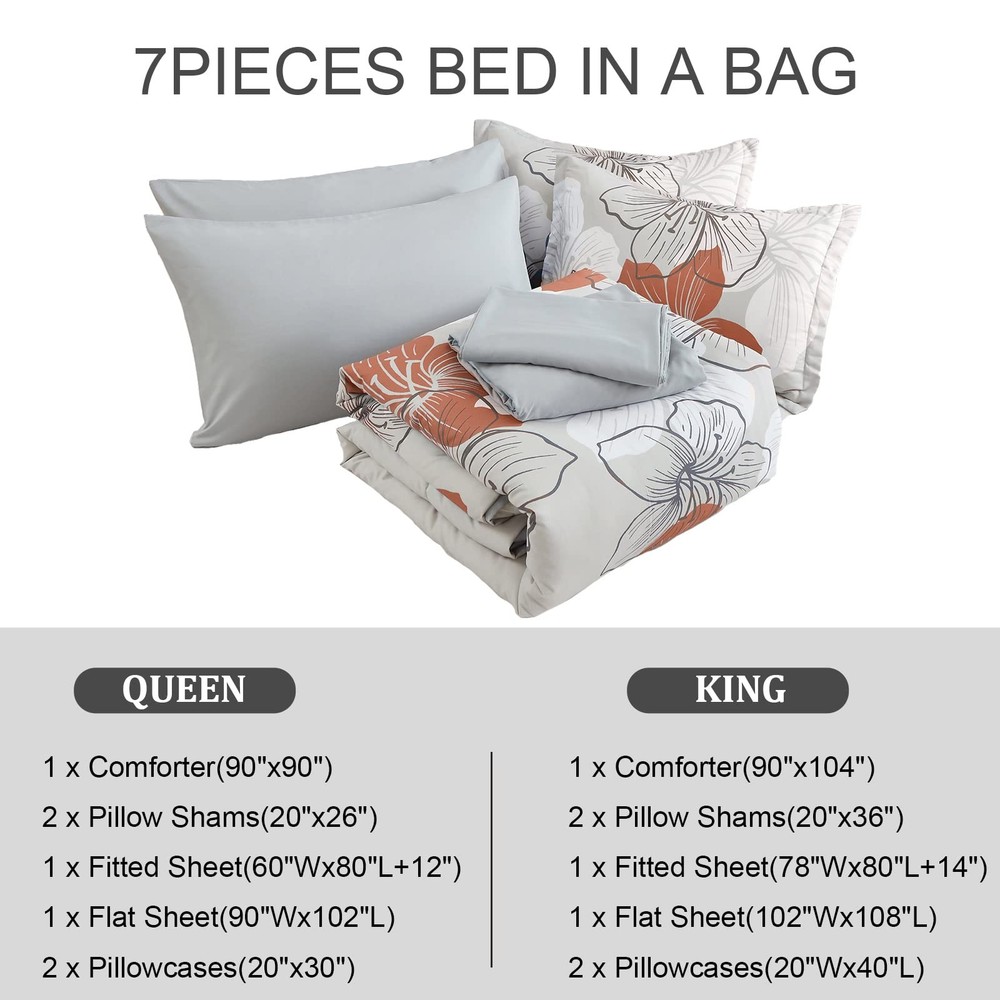 Floral Comforter Set King Size, Terracotta Pattern King,