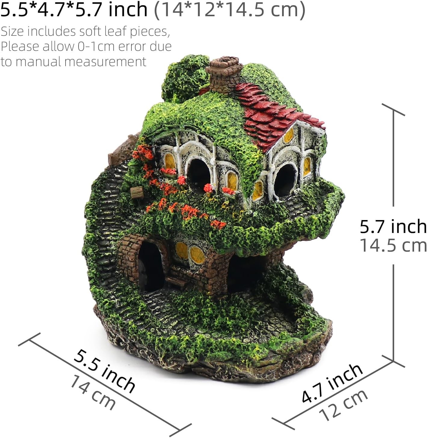 Aquarium Decor Hideaway Cave, Betta Fish Tank House Accessories for Green