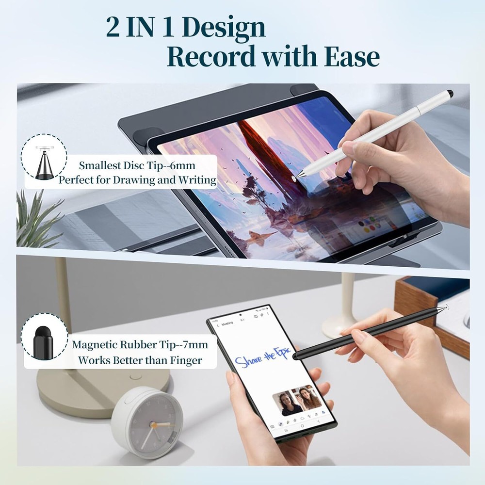 Stylus Pen for Touchscreen,2 in 1 High Sensitivity Rotatable Disc Stylus (2Pack)
