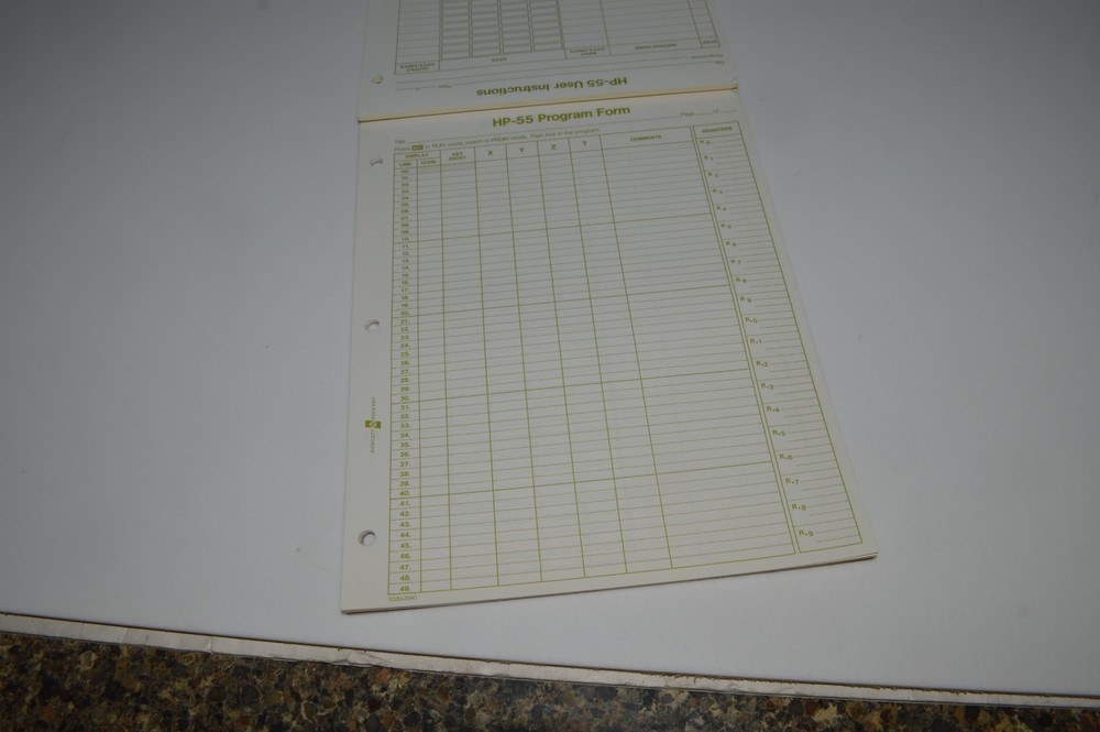 *CF* HP HEWLETT-PACKARD Programming Pad For HP-55 Calculator (CLC62)