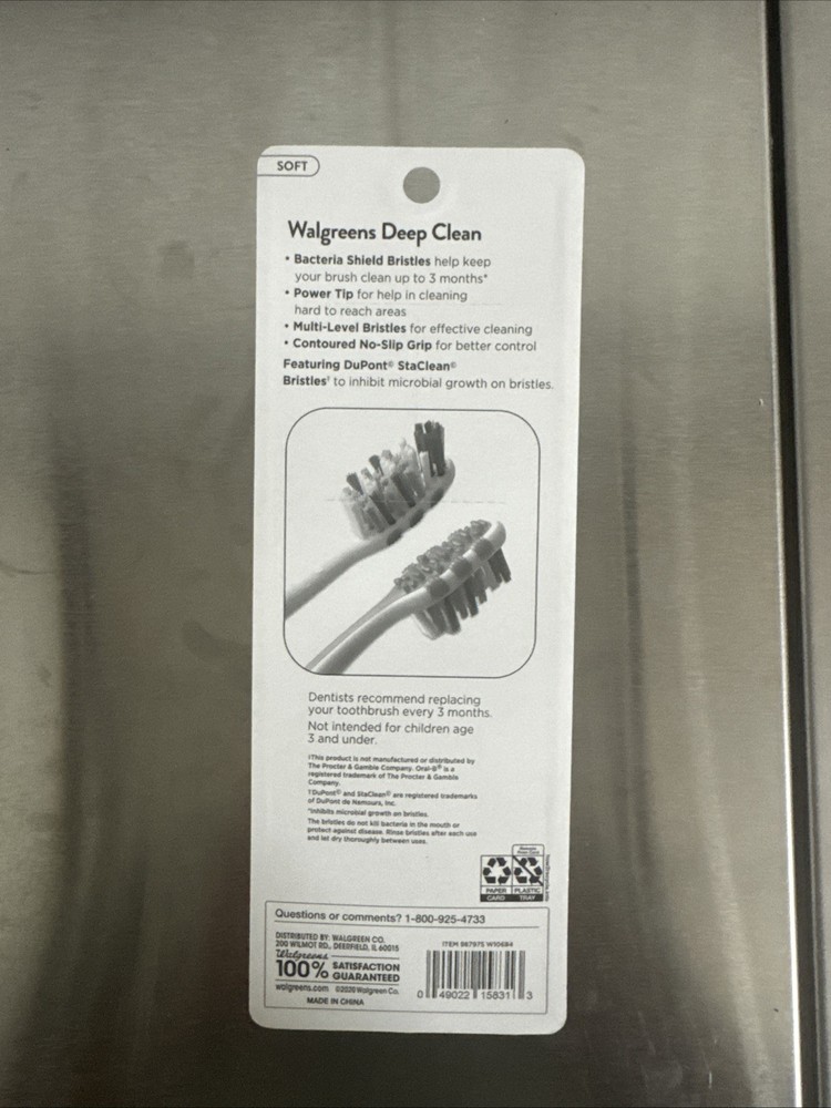 4 Packs Walgreens Deep Clean Toothbrushes Value Pack 16 Toothbrushes Soft Heads