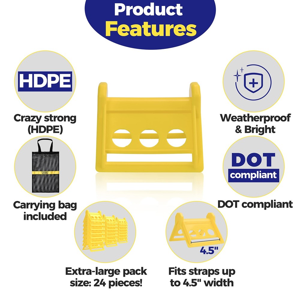 24 Pack Edge Corner Protector With Carrying Case for Flatbed Cargo Yellow