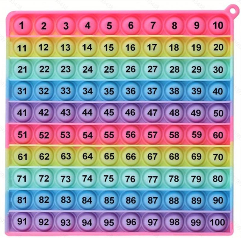 Multiplication Table Hundred Board Math Game P0PP Toy 100 Bubbles, Exercise Chil