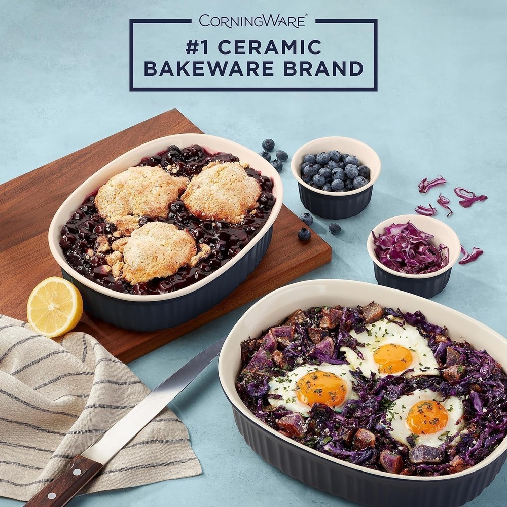 Ceramic Bakeware Set with Lids Chip and Crack Resistant Stoneware Baking Dish, M