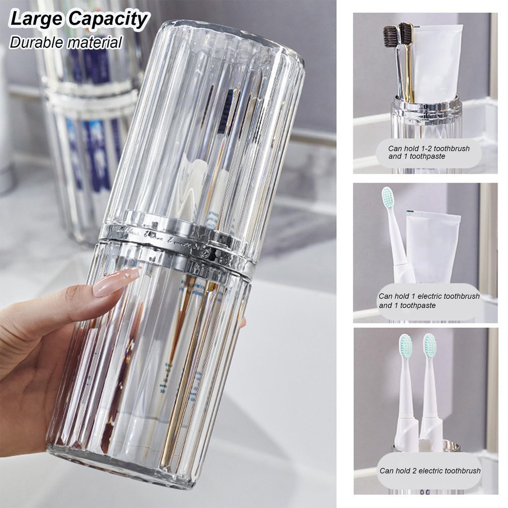 2 Pack Transparent Travel Toothbrush & Toothpaste Case 2pcs-grey+clear