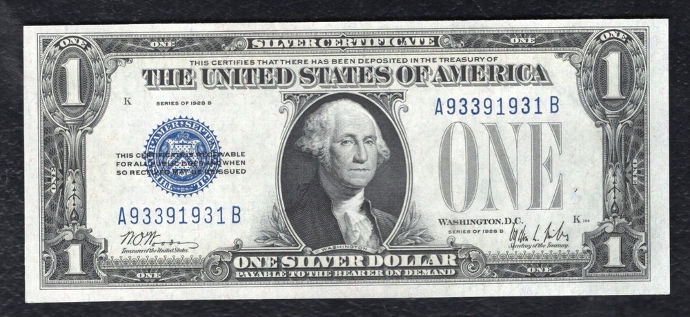 FR. 1602 1928-B $1 ONE DOLLAR “FUNNYBACK” SILVER CERTIFICATE GEM UNCIRCULATED