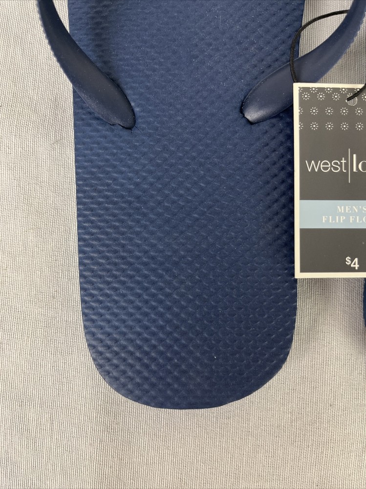 NEW West Loop Men’s Solid Navy Blue Flip Flops Size Medium 9/10