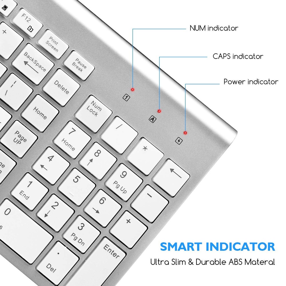 Wireless Keyboard and Mouse Combo, Compact Silent Ergonomic Scissor Switch Ke...