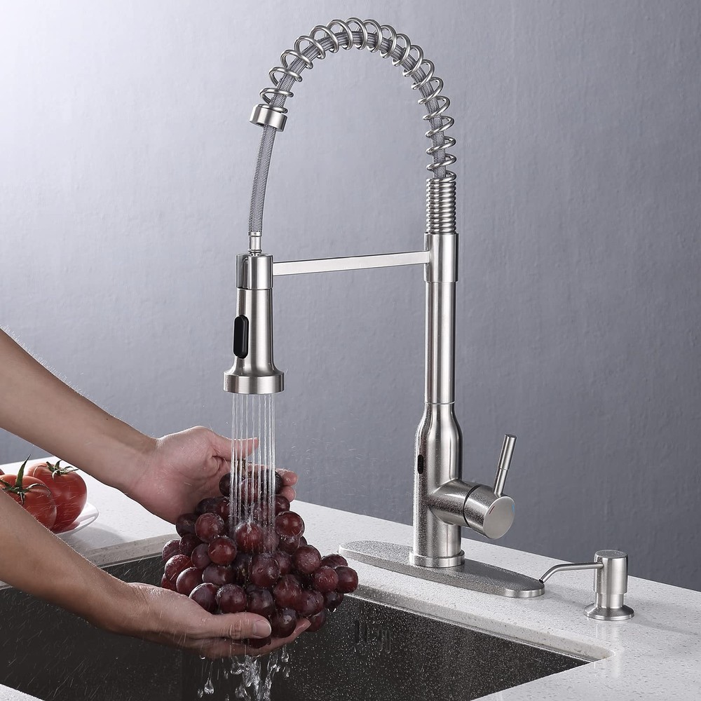 Touchless Kitchen Faucet,Smart Motion Sensor Hands Free Single Handle Spring ...