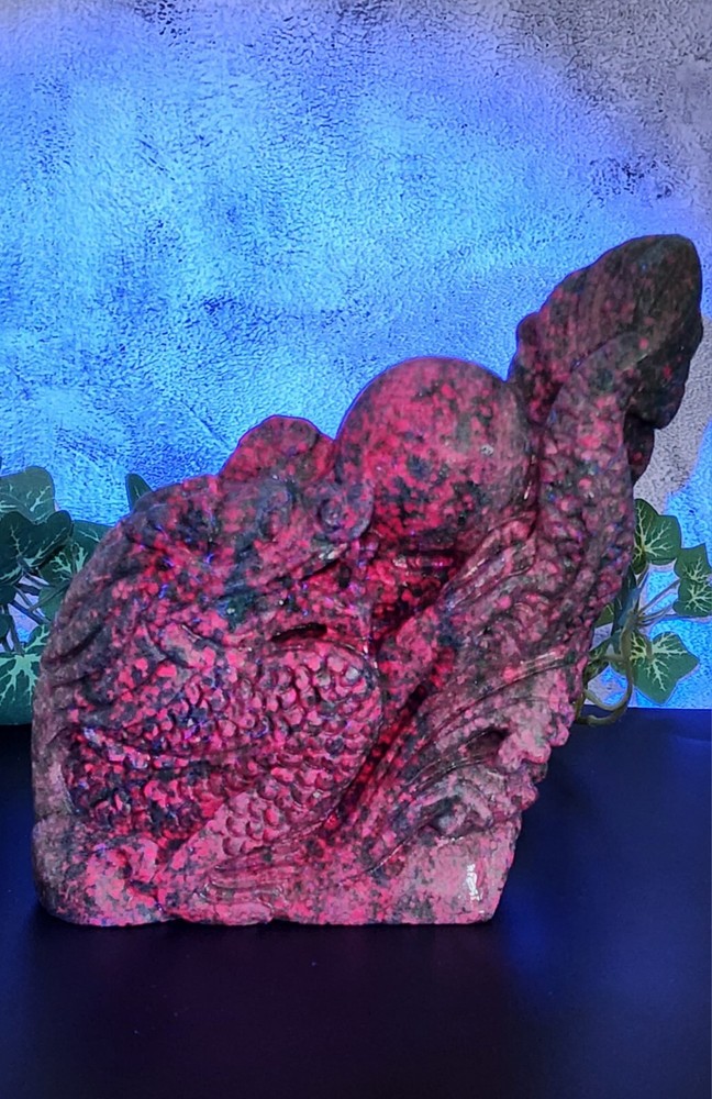 UV Reactive Ruby Kyanite Dragon, Statement Piece Ruby In Kyanite Hand-Carved