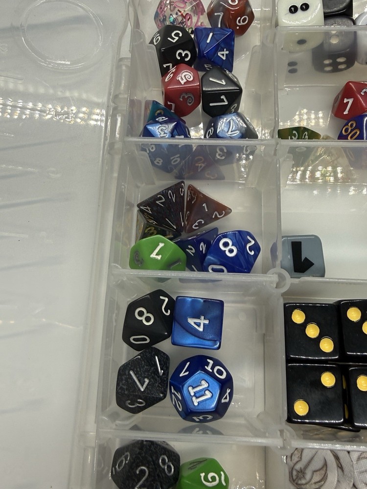 Huge Mixed Dice Lot RPG D&D Polyhedral Assorted Colors + Case Bundle