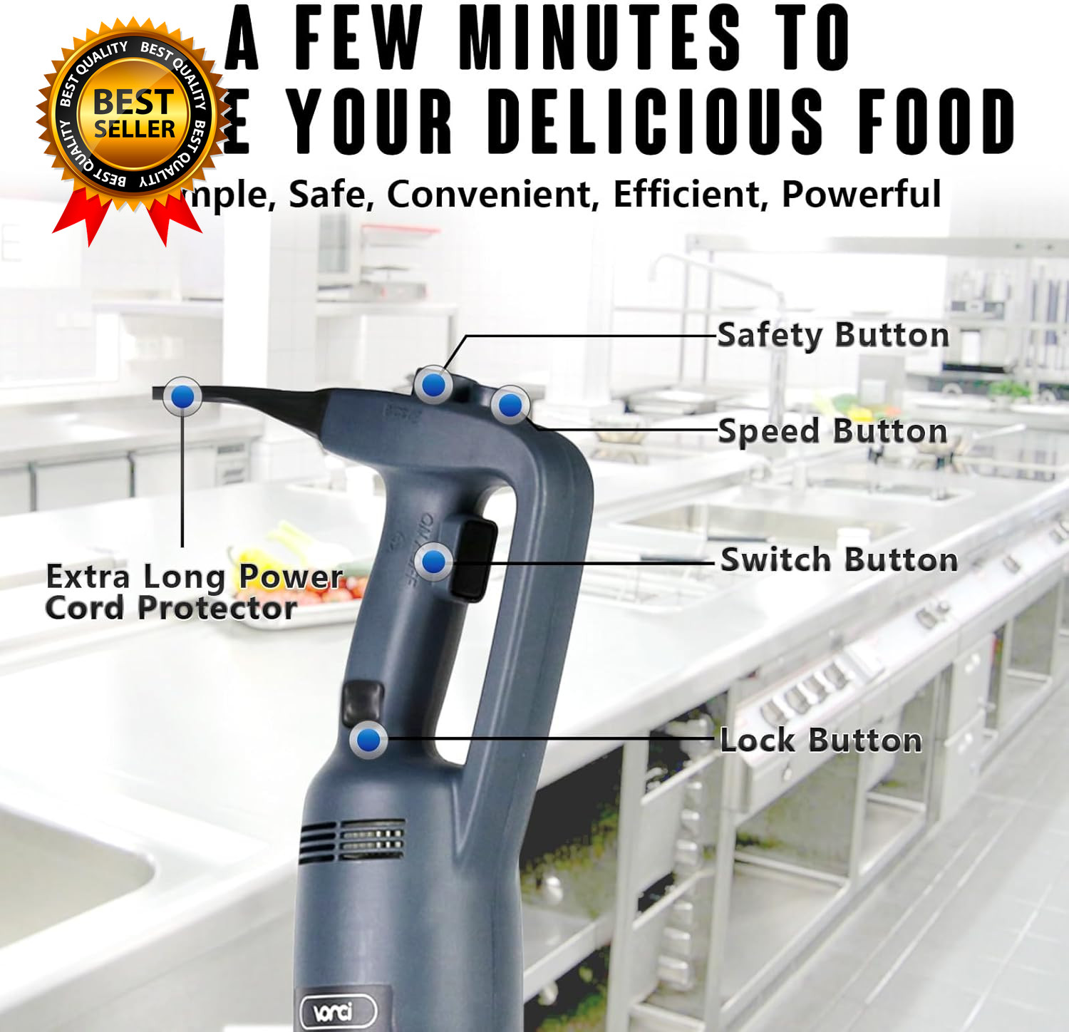 500W Commercial Immersion Blender 16" SUS 304 Removable Shaft Heavy Duty