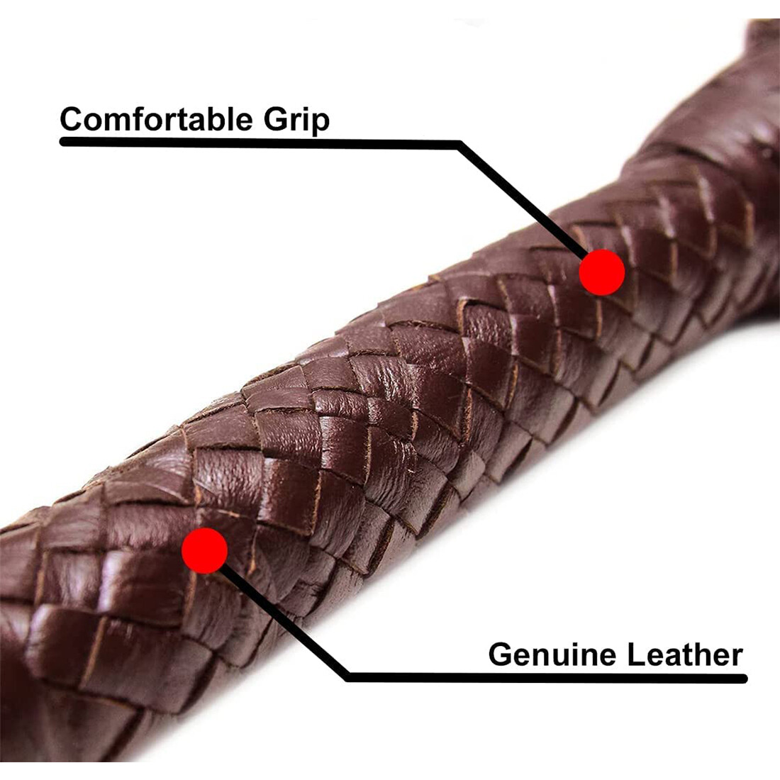 Genuine CowHide Bullwhip 8 Feet Long Handmade Dark Brown 12 Plaits Bull Whips