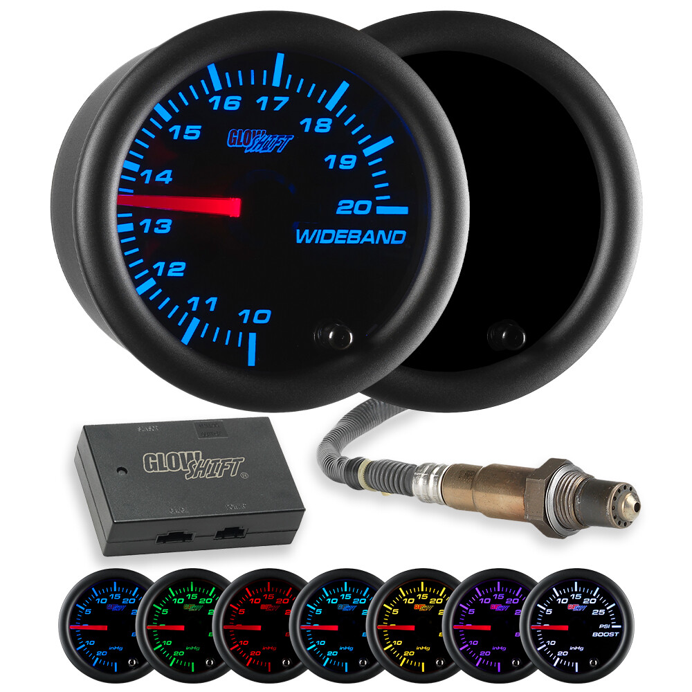 52mm GlowShift Tinted 7 Color Needle Wideband Air/Fuel Ratio Gauge Bosch Sensor