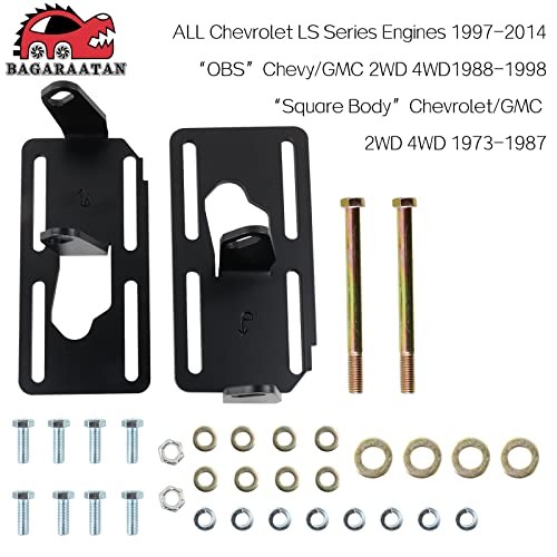 LS Conversion Engine Swap Mounts,1973-1998 Square Body- Adjustable Swap BLACK