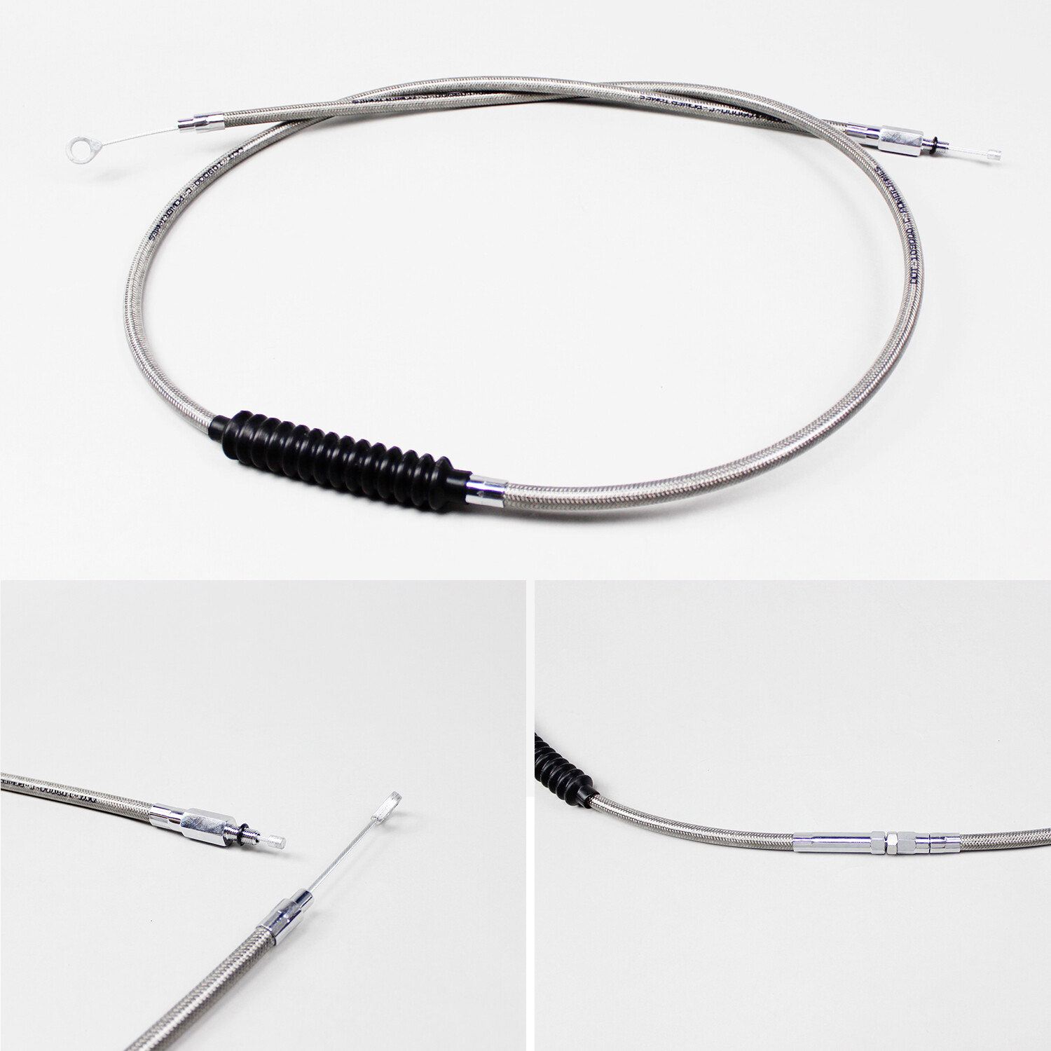 Stainless Steel 71.0" Chrome Braided Clutch Cable for Harley FLHR FLHX FLHT FLTR