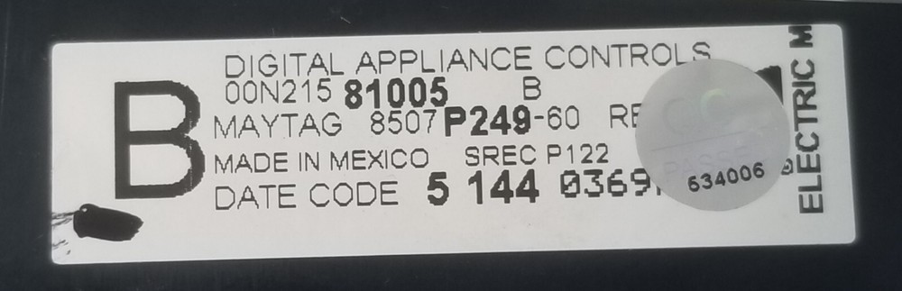 Genuine OEM Whirlpool Range Control 8507P249-60 Guarantee *Same Day Ship