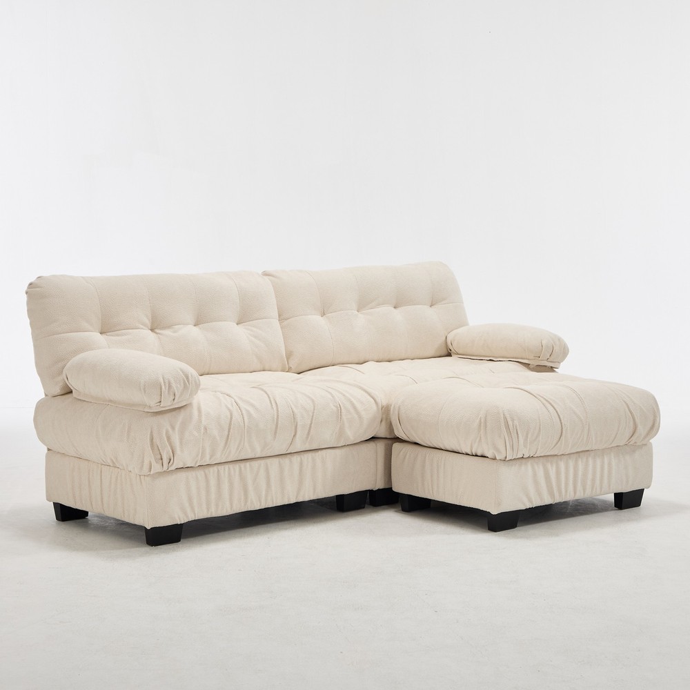 Modular Sectional Sofa Cloud Couch, Deep Seat L Shaped Couch with Ottoman,So