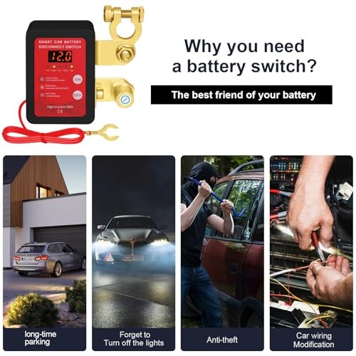 Remote Battery Disconnect Switch-Kill Switch for Car with Voltage black