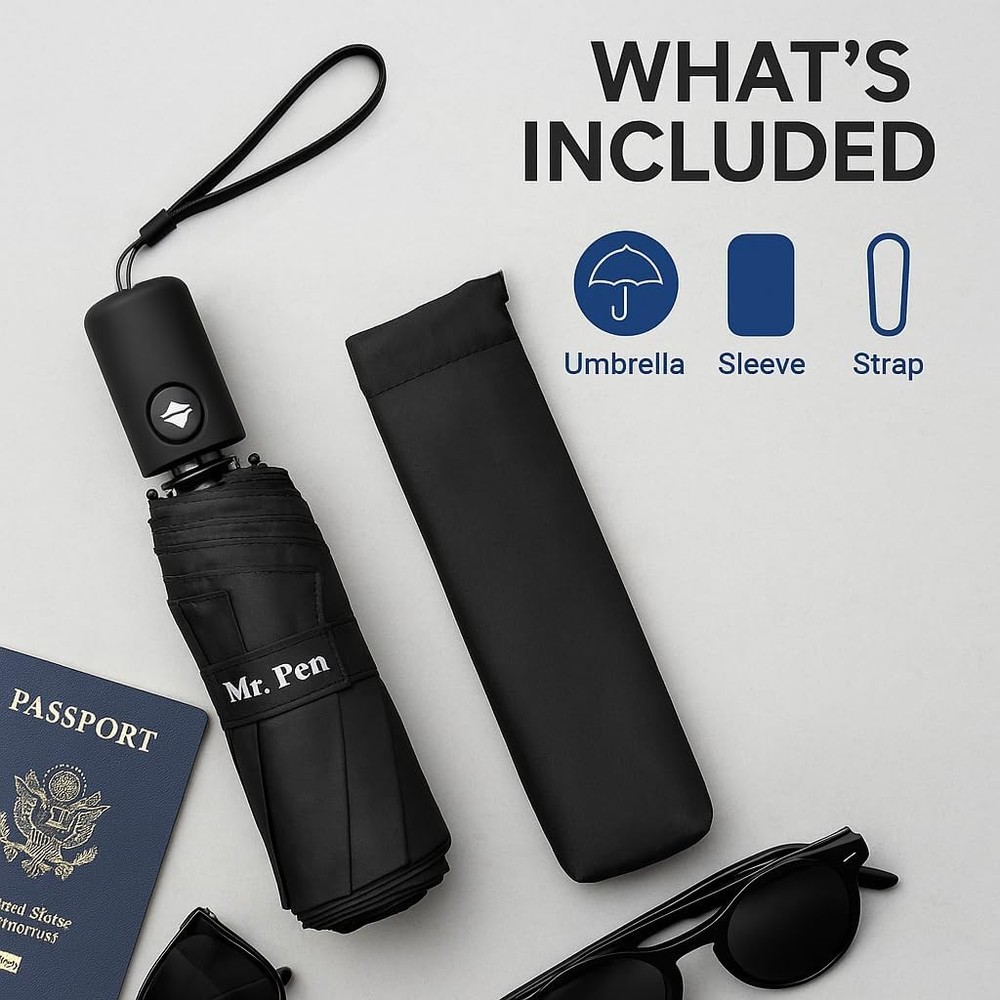 Windproof Travel Umbrella, Automatic Umbrellas for Rain, Compact